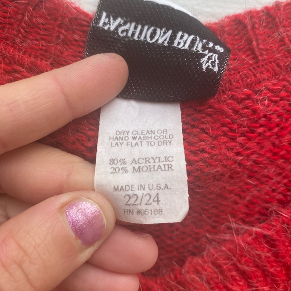 Fashion Bug Vibrant Red Knit Mohair/Acrylic Sweater Top ♦️ - Picture 5 of 7